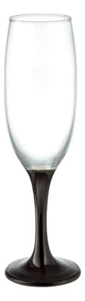 Set 6 Piezas Copa Lav De Vidrio Flauta Tallo Negro 302 Ml