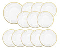 Caja 12 Piezas Plato Vidrio Base Gala Cristalino Filo Dorado