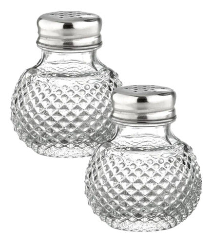 Set 2 Saleros De Cristal Bolita 80 Ml