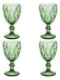 Set 4 Copas Vino Agua Cristal Labrado Vidrio 245ml Vintage