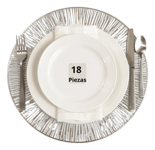 Mantel Individual tapete rectangular Mesa Comedor PVC, tapetes Lavables Resistentes Fácil de Limpiar para Mesa Cocina Comedor Restaurante (18, Plata)