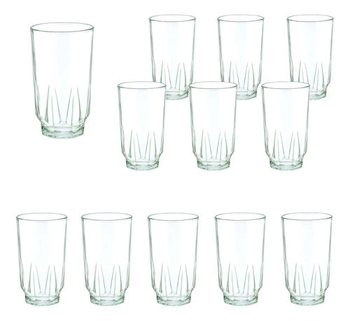 Caja 12 Piezas Vaso De Vidrio Cooler Diamante 520 Ml
