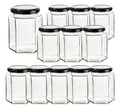 Caja 12 Piezas Frasco Hexagonal De Vidrio 283ml