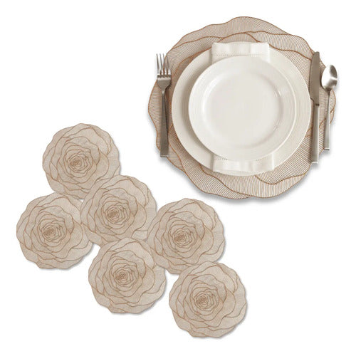 Set 6 piezas Mantel individual tapete mesa comedor PVC VITTORI