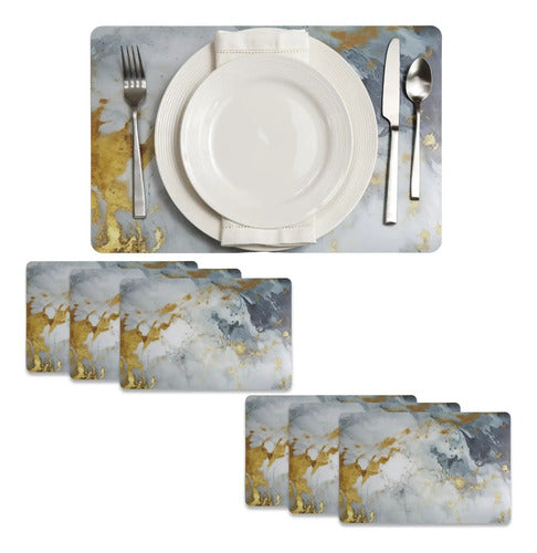 Mantel Individual tapete Rectangular Impreso con diseño Polipropileno Mesa Comedor tapetes Lavables Resistentes Fácil de Limpiar para Mesa Cocina Comedor Restaurante (6, Blanco)