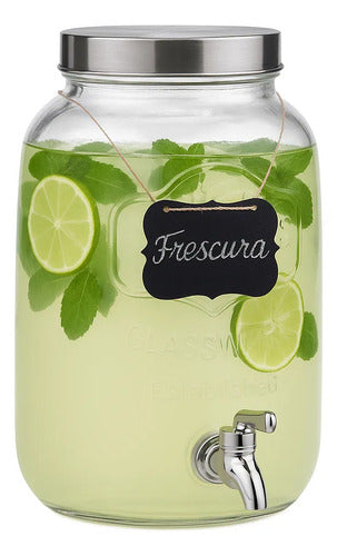 Dispensador De Vidrio Bebidas Aguas Vitrolero Vintage 8 Lts