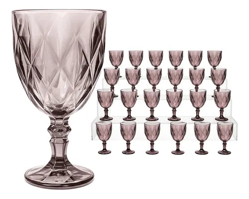 Copas de Vidrio Vino Púrpura 24 Piezas
