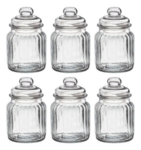 Set 6 Frasco Especiero Astriado Almacenamiento Vidrio 300ml Transparente