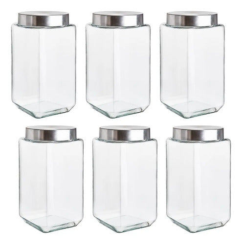 Set 6 Frascos Organizador Almacenamiento Cocina Vidrio 2.1l - Transparente