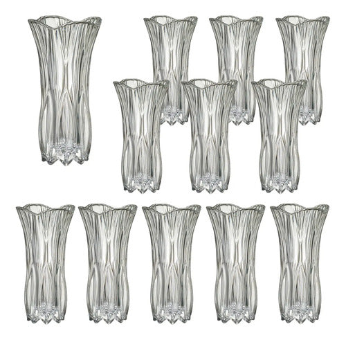 Caja 12 Piezas Florero Jazmin Mediano De Vidrio 800 Ml