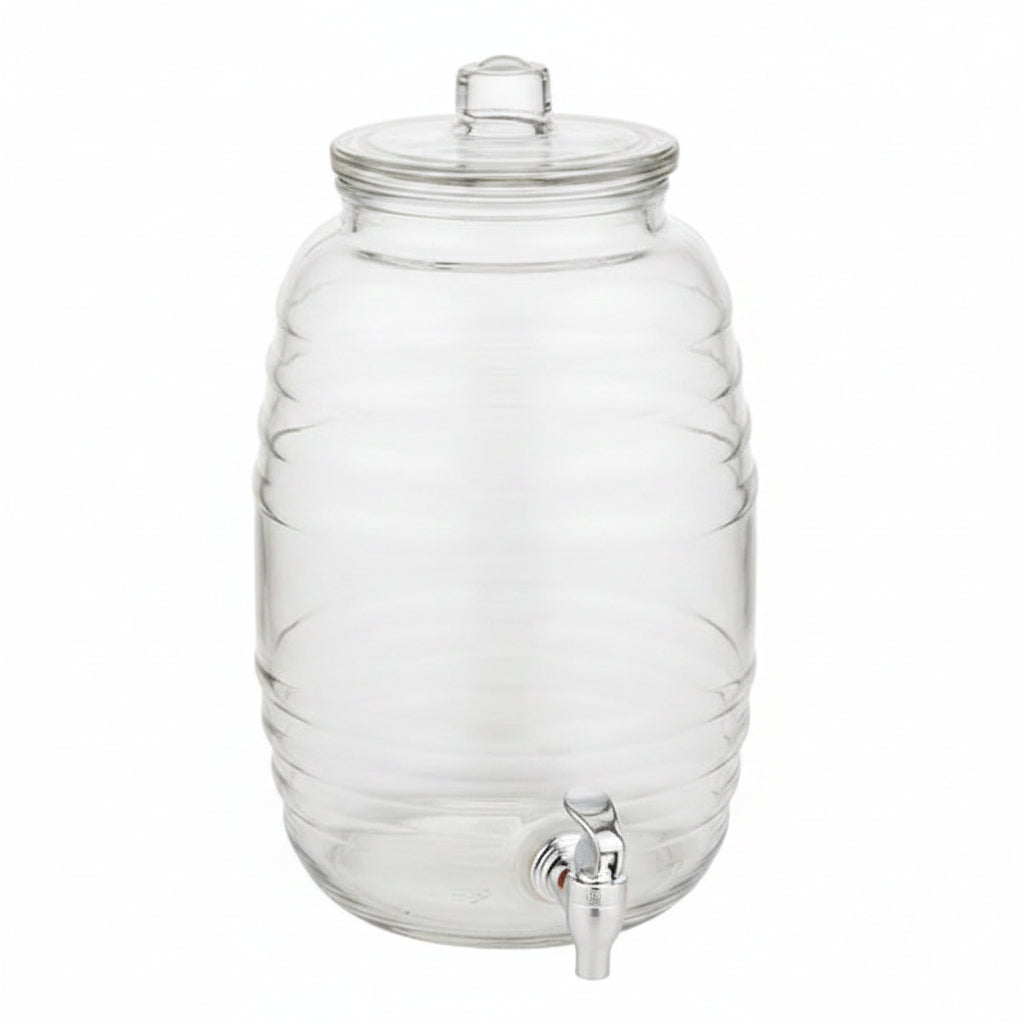 Dispensador De Bebidas Vitrolero Barril Vidrio Con Tapa 10l Color Transparente