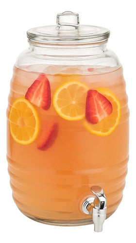Dispensador De Bebidas Vitrolero Barril Vidrio Con Tapa 10l Color Transparente