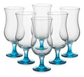 LAV Juego de 6 Copas Cristal Vidrio para Cóctel Huracán Cocktail 470ml (Azul)