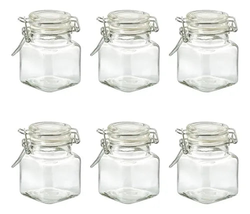 Set 6 Frasco Especiero Quadra Almacenamiento Vidrio 100ml Transparente