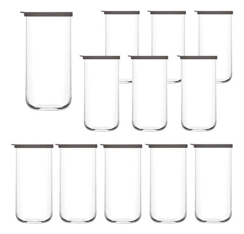 Caja 12 Piezas Brocal De Vidrio cilindro LAV Duo c/Tapa 1400 ml - 47 1/4 Oz