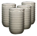 Set Vasos Vidrio Cristal Labrado Polka 420ml Humo/4 Piezas
