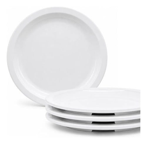 Set 4pz Plato Vajilla Melamina Trinche Postre Pan Blanco 23cm