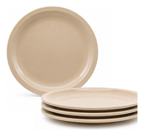 Set 4pz Plato Vajilla Melamina Trinche Postre Pan Beige 23cm