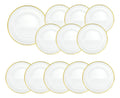 Caja 12 Piezas Plato De Vidrio Base Aria Cristalino Filo Oro