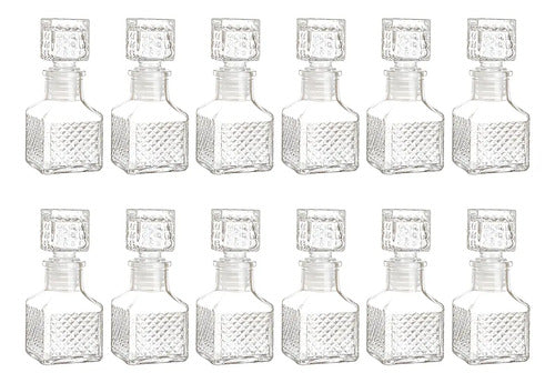 Set de 12 Licoreras Labradas de Cristal Rodas Nano 65 ml, para Recuerdos de Bodas Reuniones Fiestas