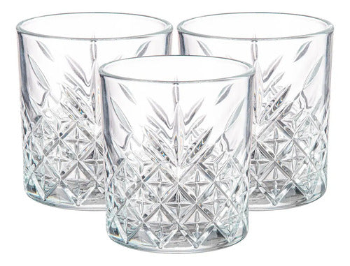 Caja de 36 Vasos estilo Timeless Para Whisky De Vidrio labrado Cristal 350 ml 11 3/4 Oz Mayoreo