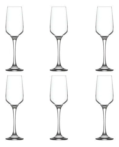 Set 6 Copas Flauta Champagne Lav Vidrio Transparente Lal 230ml