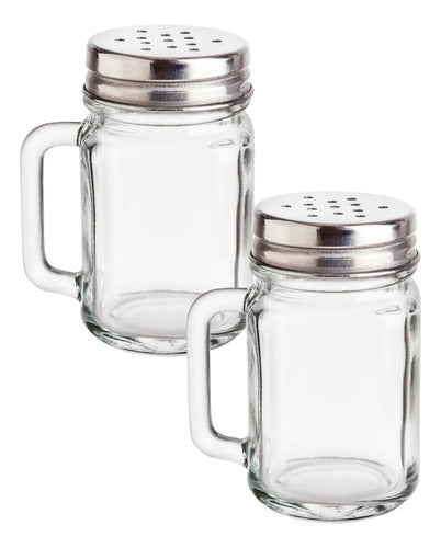 Set 2 Saleros De Cristal Mason Jar Liso 10 Ml