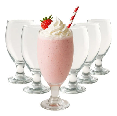 Set 6 Copas Helado Malteada Postre Vidrio Cristal Lav 590 Ml