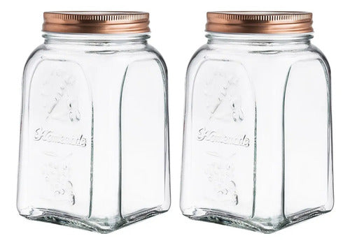 Set 2 Frasco Brocal Especiero Vintage Vidrio 1 L Cocina Transparente