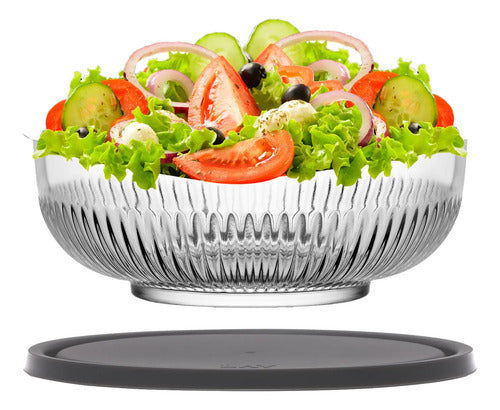 Tazón Grande Bowl De Vidrio Con Tapa Lav Tokio 2600 Ml