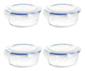 Set 4 Contenedor Hermético De Vidrio Redondo Mediano 620 Ml