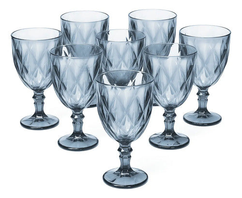 Copas de Vidrio Vino Azules 8 Piezas