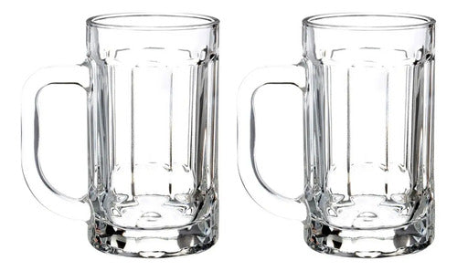 Set 2 Tarros Cerveceros De Vidrio Para Cerveza 380ml Transparente