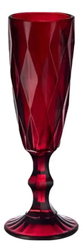 Caja 24 Piezas Copa De Vidrio Labrada Flauta Libia Rojo 170 ml