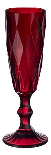 Caja 24 Piezas Copa De Vidrio Labrada Flauta Libia Rojo 170 ml