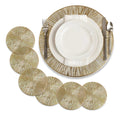 Set 6 piezas Manteles Individuales Redondos 38 cm Tapete Mesa Comedor PVC Color Dorado