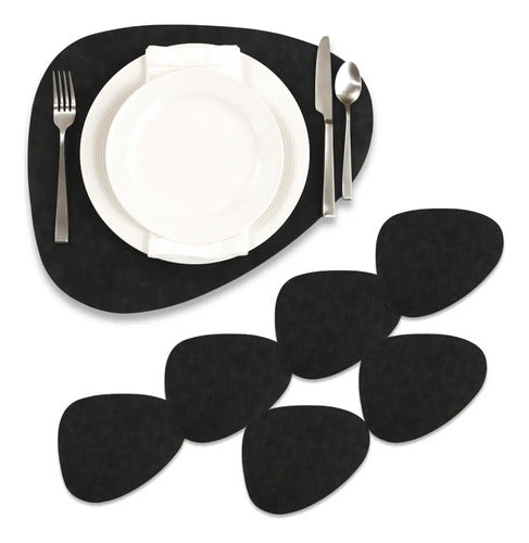 Mantel Individual tapete Rectangular Impreso con diseño Vinilo Mesa Comedor tapetes Lavables Resistentes Fácil de Limpiar para Mesa Cocina Comedor Restaurante (6, Negro)