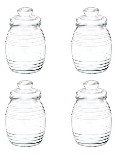 4 Frascos Organizador Vidrio Tarrito C/tapa Cocina 1.1l Color Cristalino