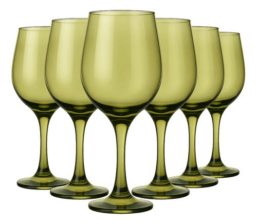 Set 6 Copas vidrio Cristal para Vino Tinto Lav Fame 480ML Color Verde