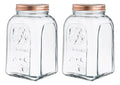 Set 2 Frasco Brocal Especiero De Vidrio C/tapa 1.4 L Transparente