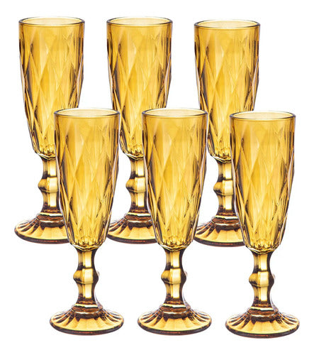 Set 6 Copas Flauta De Color Para Champaña Cristal 170ml