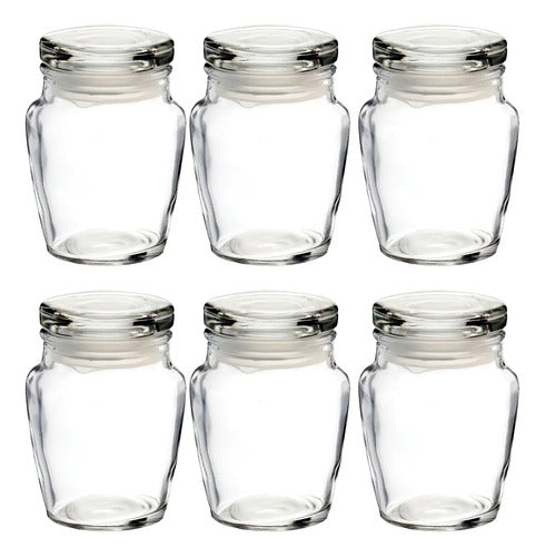 6 Frascos De Cristal Redondo T/presión 180 Ml