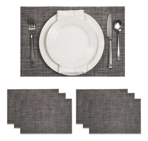 Mantel Individual tapete Rectangular Mesa Comedor Textiline, tapetes Lavables Resistentes Fácil de Limpiar para Mesa Cocina Comedor Restaurante (6, Beige)