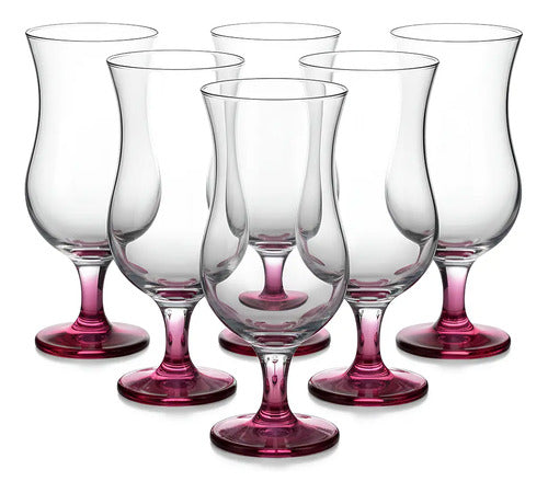 LAV Juego de 6 Copas Cristal Vidrio para Cóctel Huracán Cocktail 470ml (Rosa)
