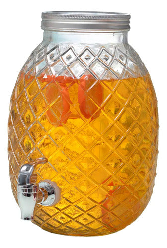 Dispensador de Agua Bebidas licores Vidrio Vintage 5.5L (5.5Litros Piña)