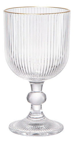 Juego 6 Copas Cristal Color Labrado Para Vino Tinto 260ml