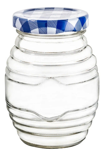 Caja 72 Piezas Frasco Tarrito C/tapa Mantel Azul 190 Ml
