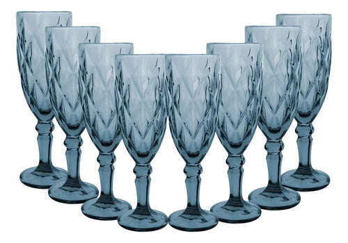 Copas de Vidrio Azules Cristal 8 Piezas