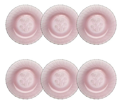 6 Plato Hondo De Vidrio Tulipanes Uva 542 Ml