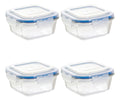 Set 4 Contenedor Hermético De Vidrio Cuadrado Grande 520 Ml